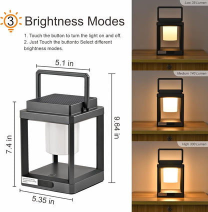 LETRY Solar Outdoor Table Lamp: Outdoor Lanterns for Patio Waterproof,Portable Rechargeable Solar Lamp