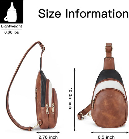 Telena Small Sling Bag for Women Leather Crossbody Fanny Packs Chest Bag for Women