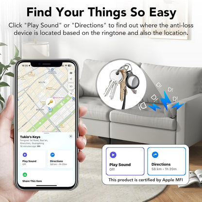 2025 New [Apple MFi Certified] (iOS Only) Air Tracker Tag-1 Pack, Bluetooth Tracker for Apple Find My, Replaceable Battery, Key Finder and Item Locator Smart Tag for Keys, Bags, Luggage, Pets, (Black)