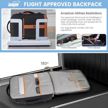 42L Travel Laptop Backpack, Expandable Carry-on Luggage, Anti-Theft Business Weekender Bag with USB Port, 3 Packing Cubes & Shoe Bag (Black)