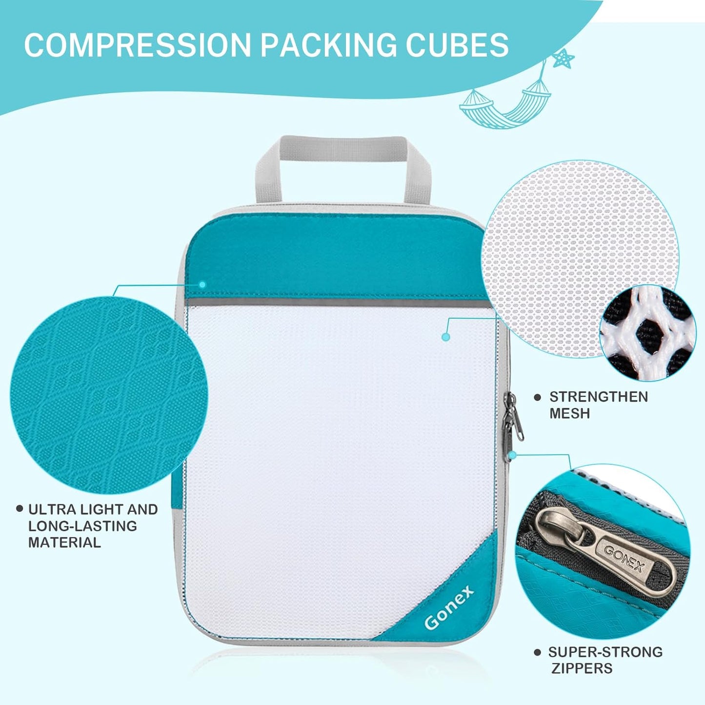 Compression Packing Cubes, Gonex Extensible Storage Mesh Bags Organizers