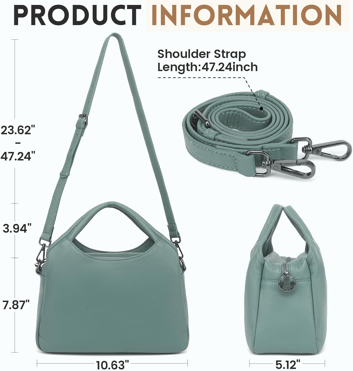 KOGTLA Genuine Leather Purses for Women, Crossbody Shoulder Bags with Top-Handle, Tote Satchel Handbags