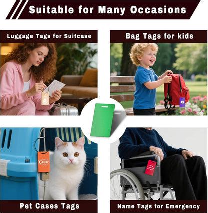 4PCS Personalized Luggage Tags for Travel Durable Aluminium Luggage Tags for Suitcases Custom Bag Tags for Backpacks Heavy Duty Personalized Name Tags for Birthday Gifts(Small,Orange)