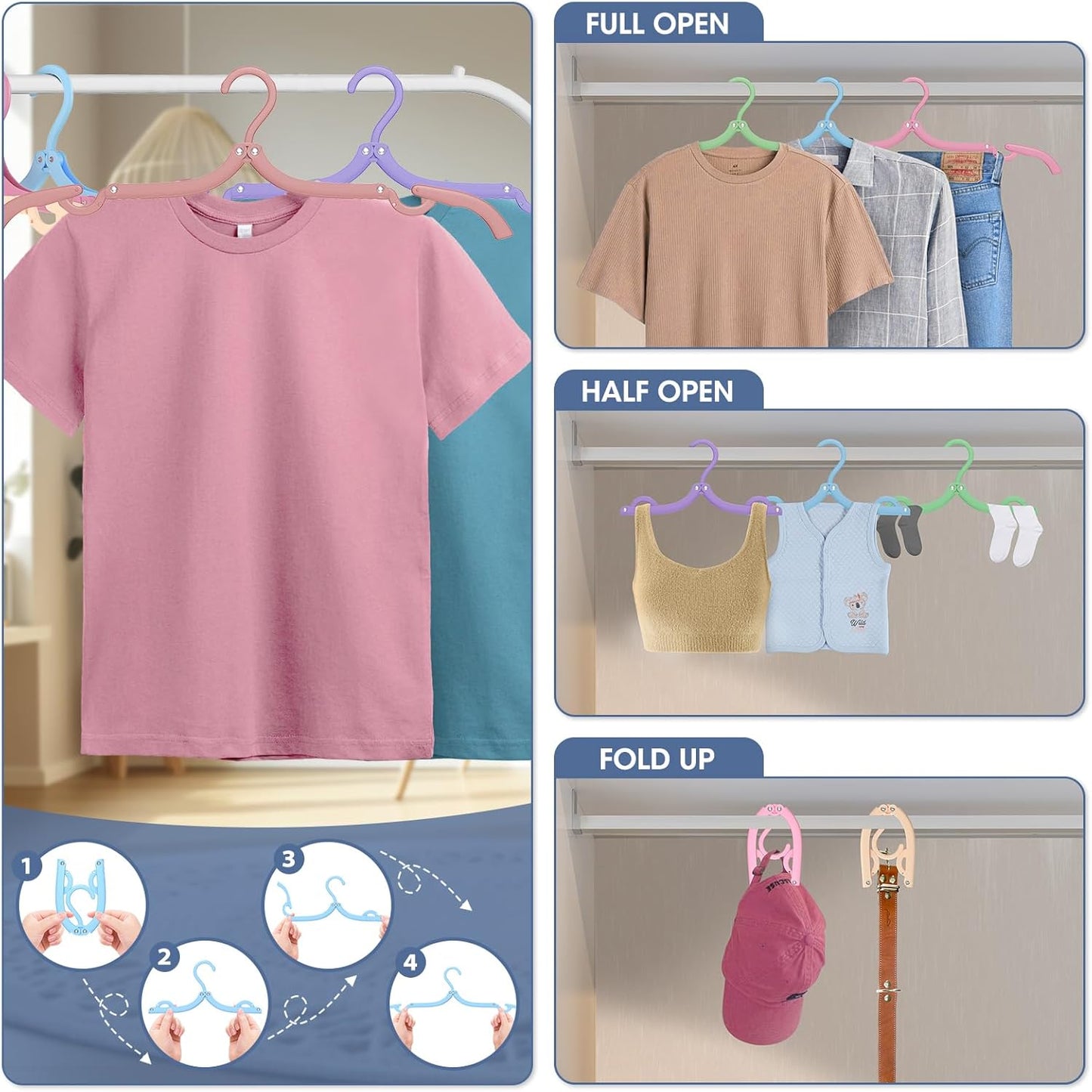 36 Pcs Travel Hangers Portable Foldable Travel Hanger Organizer, Plastic Cruise Ship Essentials Clothes Folding Hangers for Camping Flying RV Europe Vacation Essentials Suitcase, Brilliant Multi