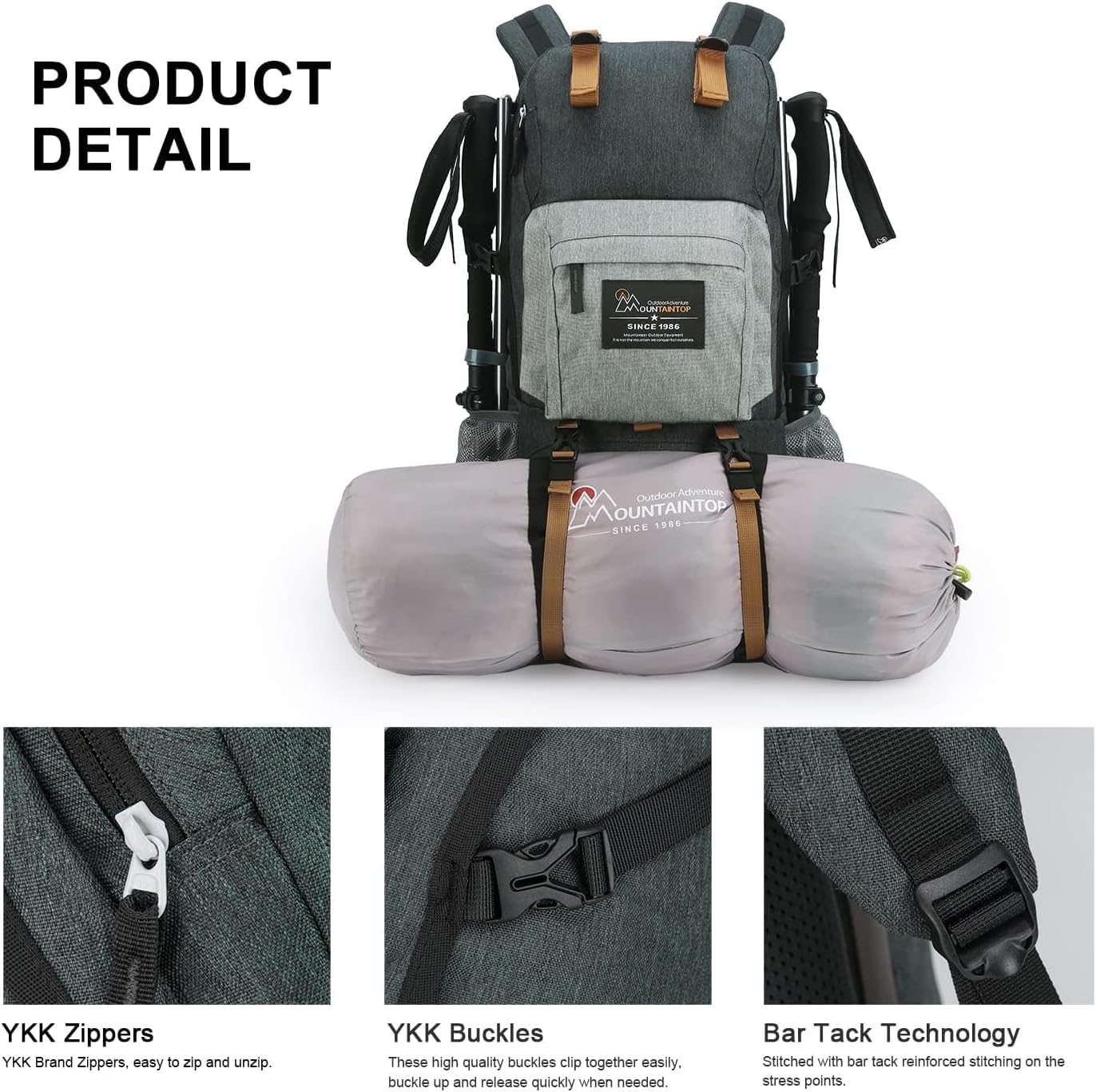 MOUNTAINTOP 40L Hiking Backpack Lightweight Travel Backpack for Men&Women Outdoor Camping Backpacking