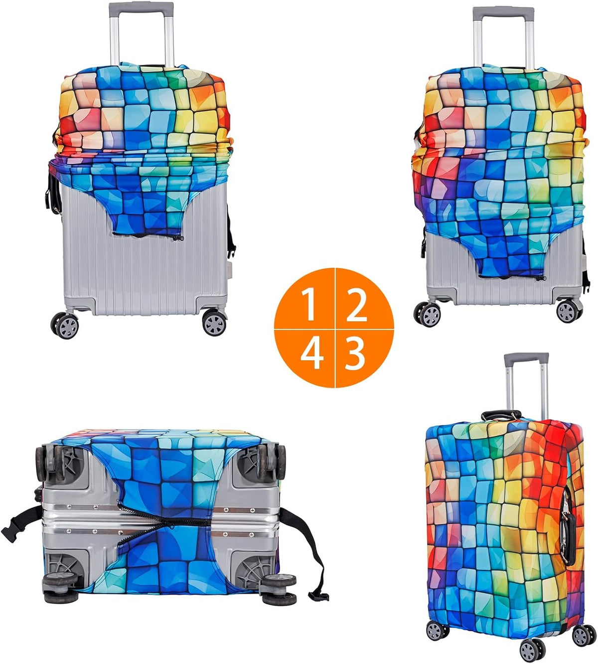 MosaiRudo Travel Luggage Covers For Suitcase Tsa Approved,Suitcase Cover Protector Fit 18-32 Inch Luggage Travel Accessories (T2487, XL)