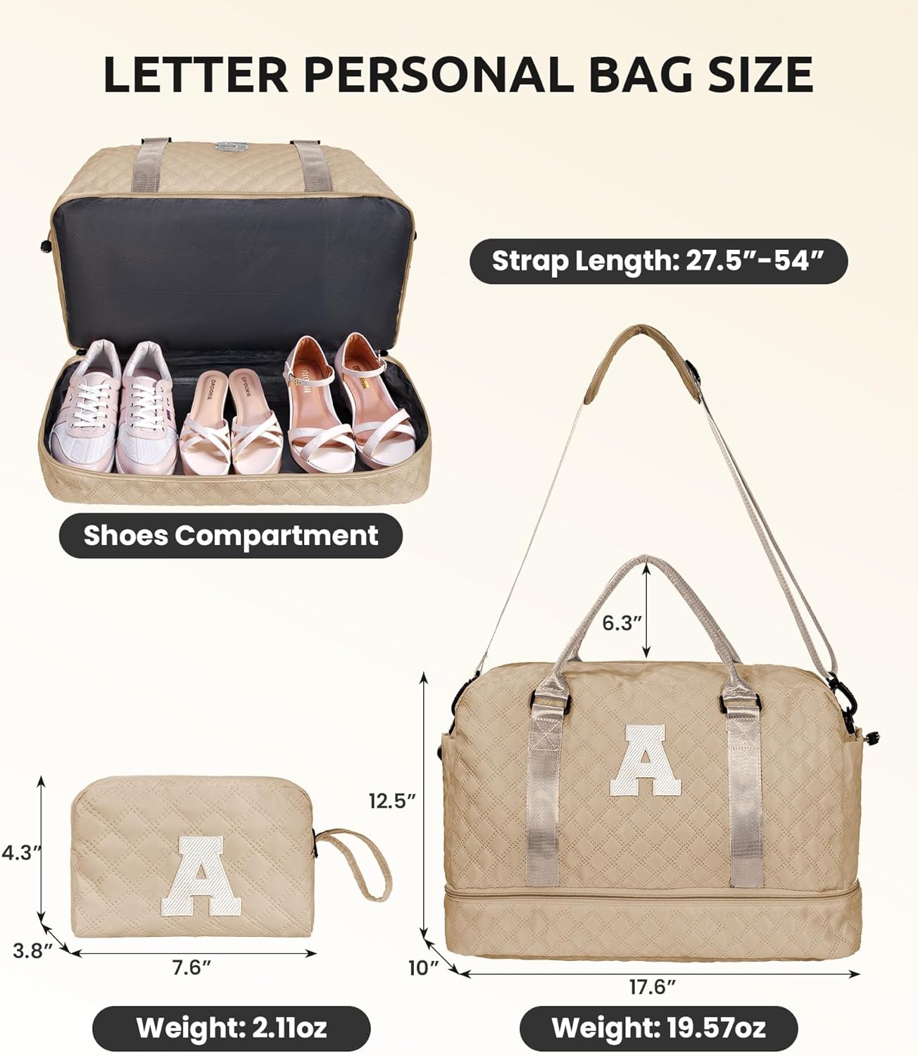 Women Group Gift Ideas, Gifts for Women-Kids Travel Bags with Shoe Compartment, Personalized Weekender Bag, Monogram Overnight Bag for Women, Letter Travel Bag with Makeup Bag (Letter Y)