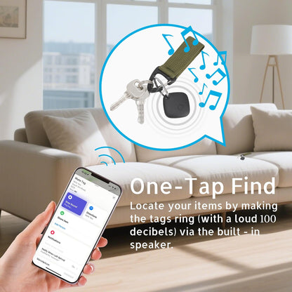 Air Tracker Tags-2 Pack, Bluetooth Tracker Works with Apple Find My APP (iOS Only, Not for Android), Keys Finder, Item Locator for Keys, Luggage, Backpack, Bags, Wallet, Replaceable Battery