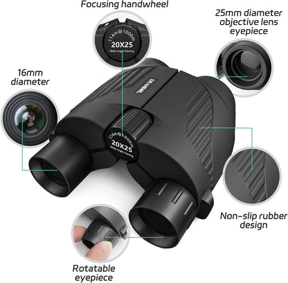 20X25 Small Binoculars for Adults and Kids, Large Eyepiece Binoculars for Bird Watching Easy Focus, Pocket High Powered Opera Glasses for Concert, Cruise Ship, Travel Must Have