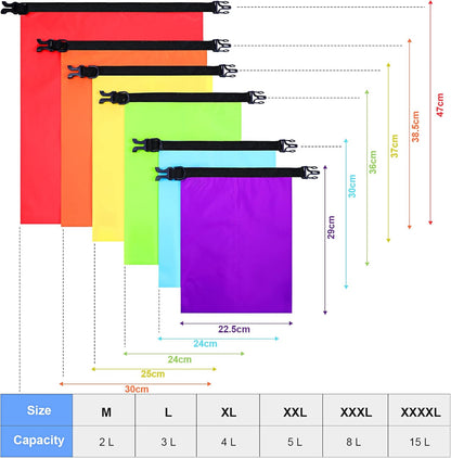 Shappy Waterproof Dry Bag Set 6 Sizes Lightweight Sacks and Long Adjustable Shoulder Strap Outdoor Water Proof Keep Gear Dry Bag Stuff Sacks for Backpacking, Boating, Hiking, Camping