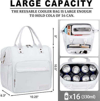 TuErCao White Lunch Bag Fits Bento Boxes, Snack and Foods, Cooler Bags - Image 2