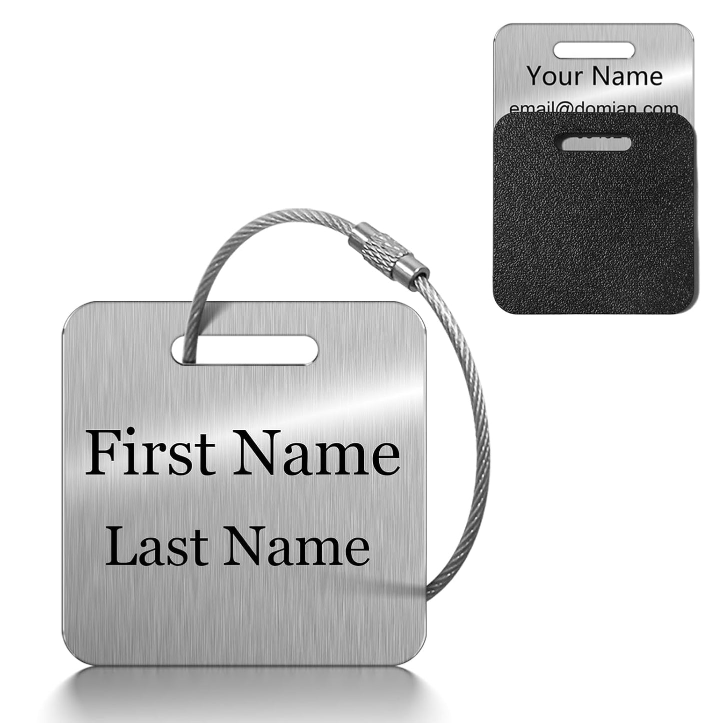 Stainless Steel Personalized Luggage Tags for Suitcases - Custom Name ID Travel Tags for Luggage, Backpacks and Bags - Metal Travel Essentials Accessories for Kids, Women and Men - Bulk Set (2 Pack)