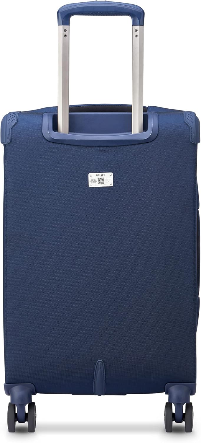 DELSEY PARIS Helium DLX Softside Expandable Luggage with Spinner Wheels, Navy Blue, Carry on 20 Inch