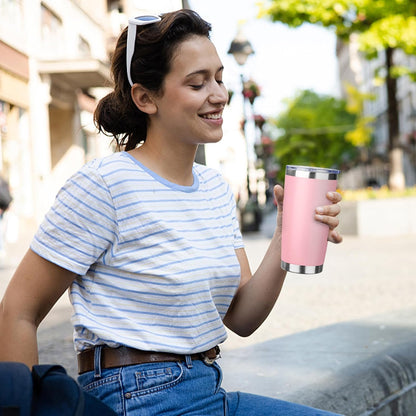 20oz Tumbler with Straw and Brush, Stainless Steel Vacuum Insulated tumbler, Double Wall Insulated Coffee Tumbler for Outdoor, Home, Travel,Office (Light Pink,1pcs)