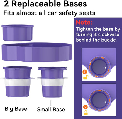 Kids Car Seat Tray, Travel Tray with Cup Holder for Toddler Baby, Kids Car Seat Food Snack Organizer for Road Trip, Stroller snack Organizer Travel Must Haves Toddler Must Haves (Purple, 1 PCS)