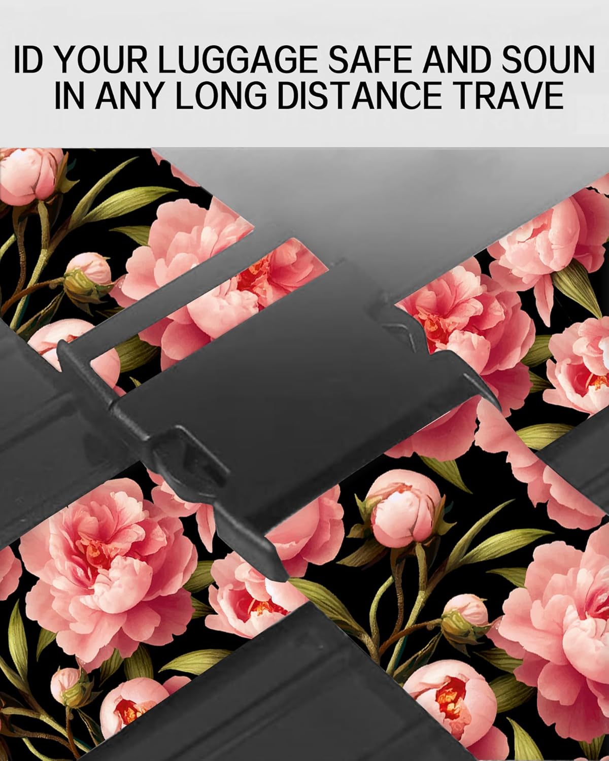 Luggage Straps for Suitcases, Adjustable Travel Belt, Durable Wide Luggage Strap, Cute Suitcase Strap Identifiers with Buckle, Bag Straps for Luggage, Luxury Red Flowers