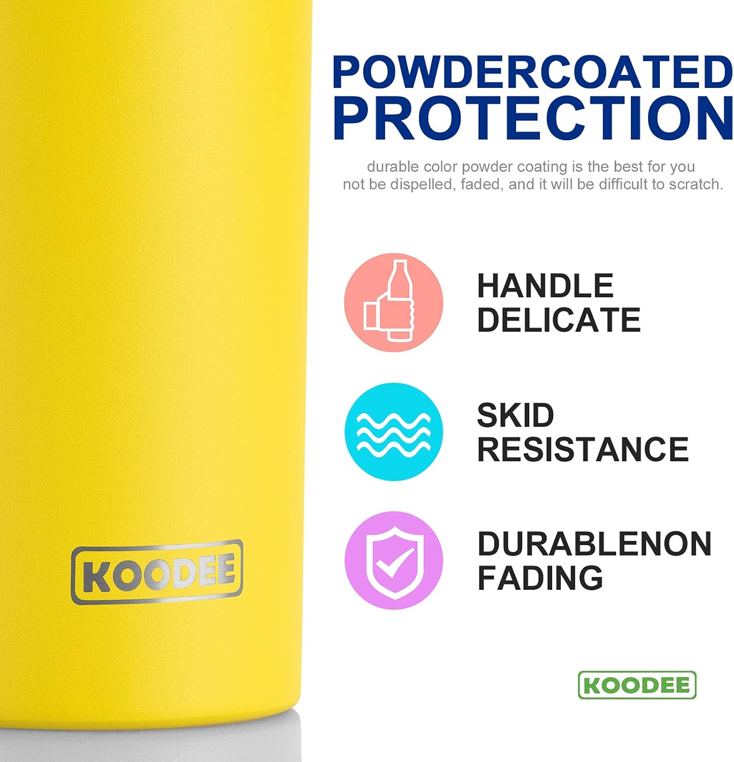 Koodee 20 oz Skinny Tumbler - Stainless Steel Double Wall Insulated Slim Water Cup With Straw and Lids (Yellow)