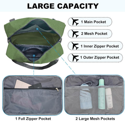 For Spirit Airlines Personal Item Bag 18x14x8 in Underseat Carry-on Luggage foldable Travel Duffle Bag for Airplanes(30L, Army Green)