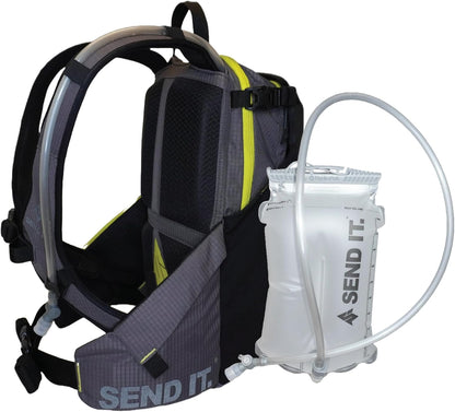 Send It Defender 15 Hydration Backpack - MTB, Moto Bag with Spine Protector for Men and Women. 15L Capacity Mountain Bike Hydration Pack - Mountain Bike Protective Gear – Adjustable Fit for Everyone