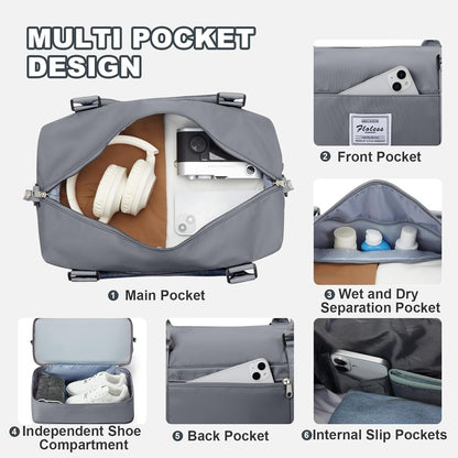 Travel Duffel Bag, Sports Tote Gym Bag, Shoulder Weekender Overnight Bag for Women