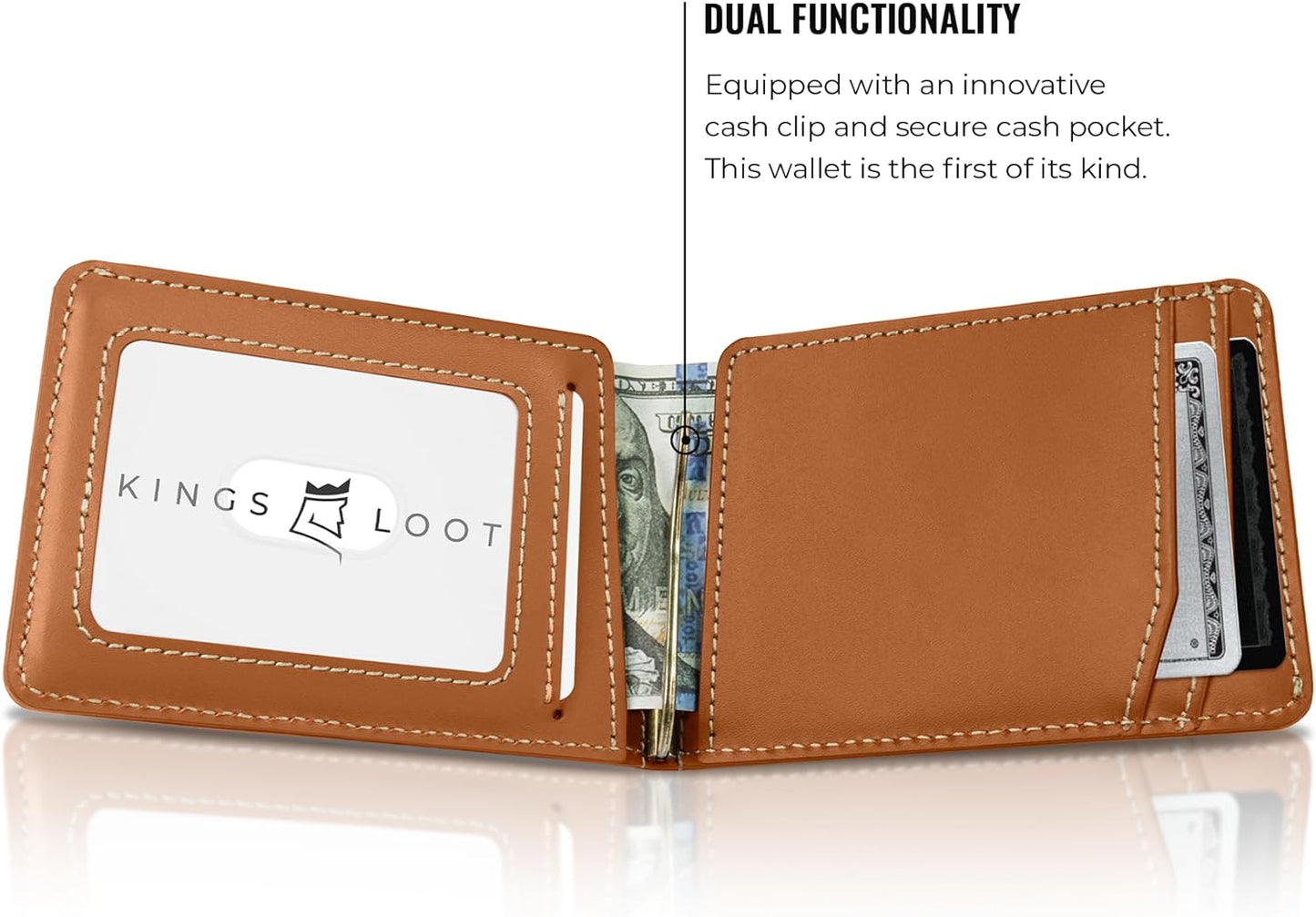 Kings Loot Wallet for Men | Customized Minimalist Slim RFID Blocking Leather Design with Cash Pocket & Card Pull Strap | Holds 1-15 Cards | Stylish & Durable Wallets