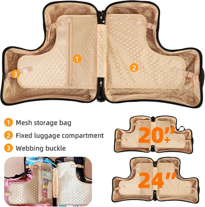 AO WEI LA OW Duffel Bag for Kids Ride-On Suitcase Carry-On Luggage with Wheels (Fuchsia, 24 Inch(suggest 6-12 years old))