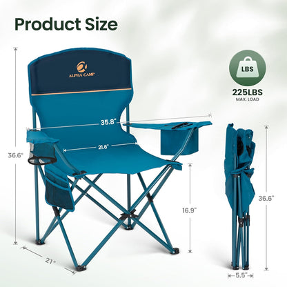 HIGH POINT SPORTS 2 Pack Portable Camping Chair for Adults, Folding Outdoor Camp Chair Lightweight Lawn Chairs Folding Collapsible Chair for Camping, Tailgates, Beach, Blue, Support 250 lbs