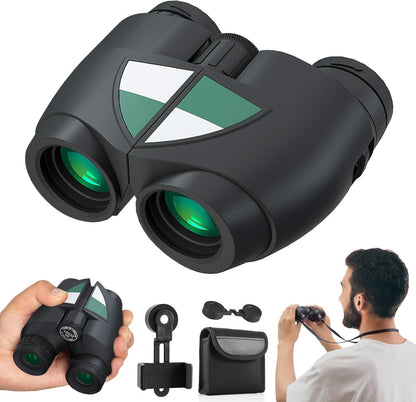 15x32 Compact Binoculars for Adults and Kids, High Power Lightweight Small Binoculars with Phone Adapter for Concert Cruise Ship Hiking Bird Watching Travel Safari Viewing Football Sports