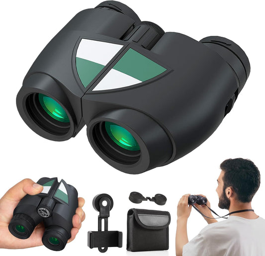 15x32 Compact Binoculars for Adults and Kids, High Power Lightweight Small Binoculars with Phone Adapter for Concert Cruise Ship Hiking Bird Watching Travel Safari Viewing Football Sports