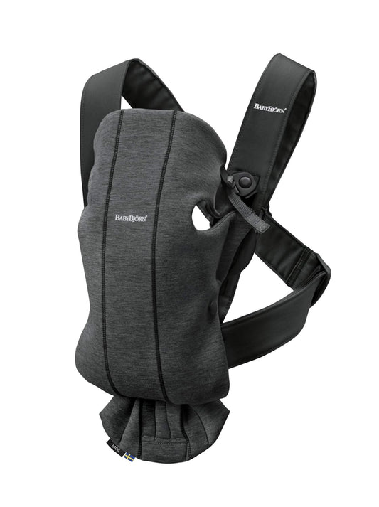 BabyBjörn Baby Carrier Mini, Charcoal Gray, 3D Jersey | Infant Carrier (7-25 lbs), Ergonomic, Easy-to-Use
