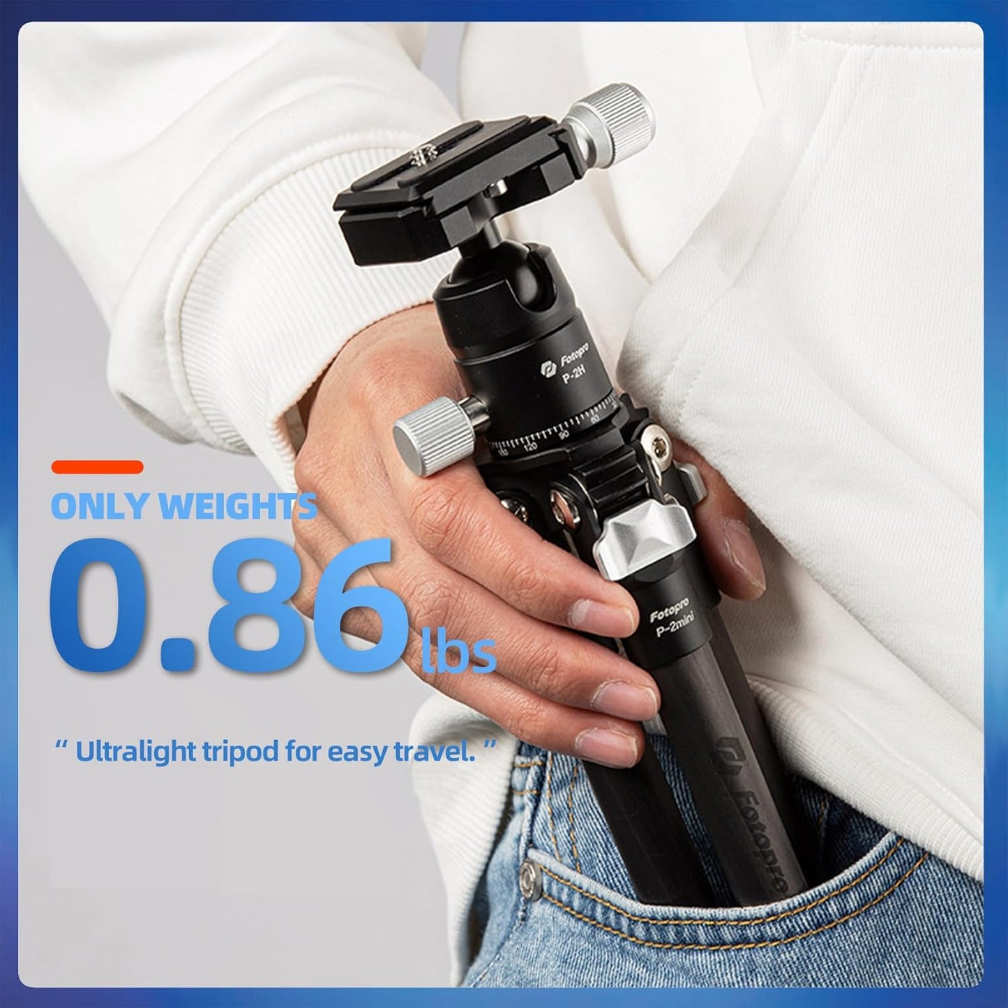 Fotopro Carbon Fiber Mini Tripod Lightweight Compact Travel Tripod with 360 Degree Ball Head, QR Plate for Camera Camcorder Mini Tripods Max Load 11lbs P-2mini Black