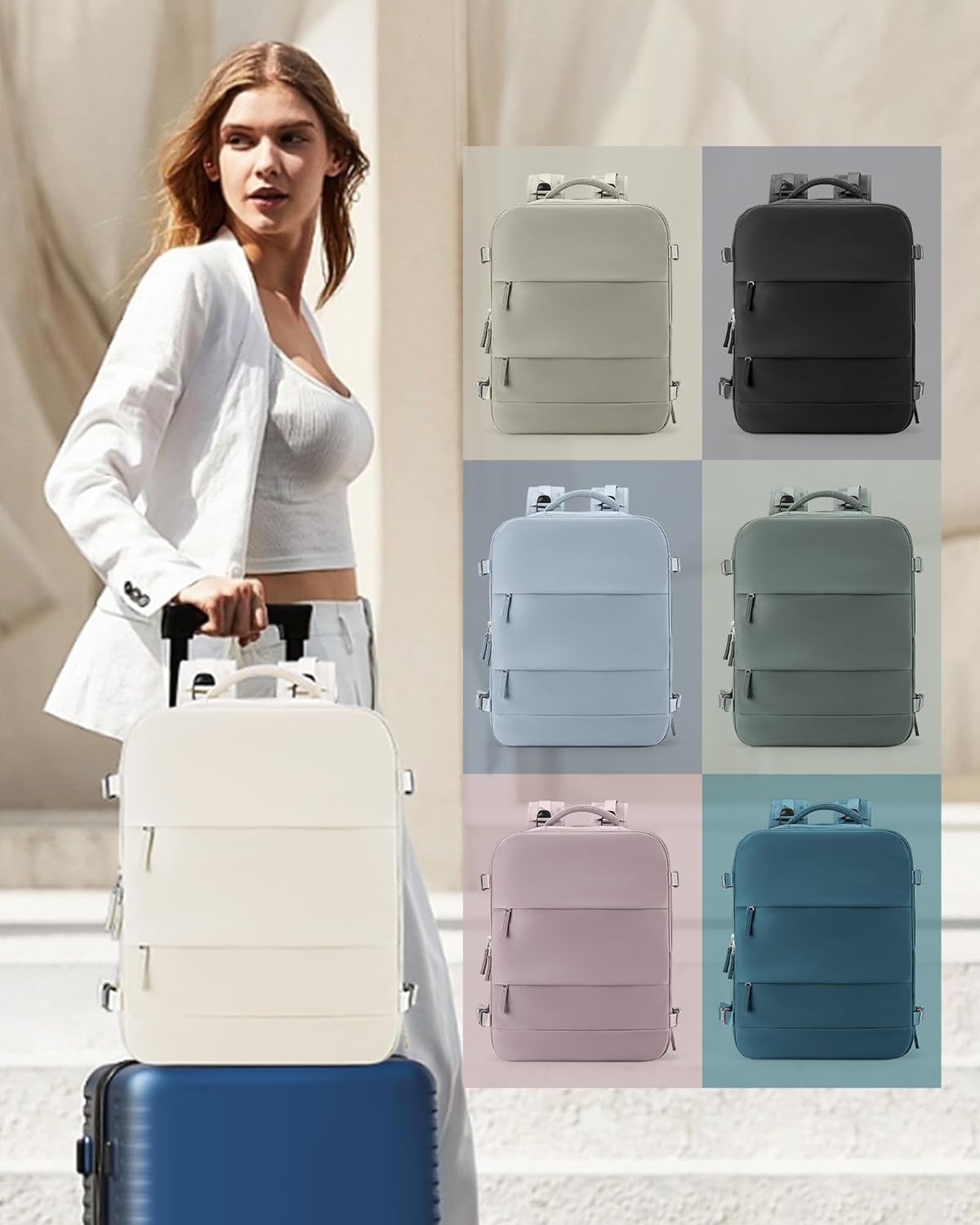 coowoz Large Travel Backpack Carry On for Women Man Gym Backpacks with Laptop Compartment Mochila de Viaje Teacher Personal Item Backpack Rucksack Airplane Accessories Must Haves Beige