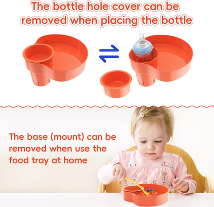 [2 Packs] Kids Car Seat Tray, Travel Tray with Cup Holder for Toddler Baby, Kids Car Seat Food Snack Organizer for Road Trip, Stroller snack Organizer Travel Must Haves Toddler Must Haves (Orange)