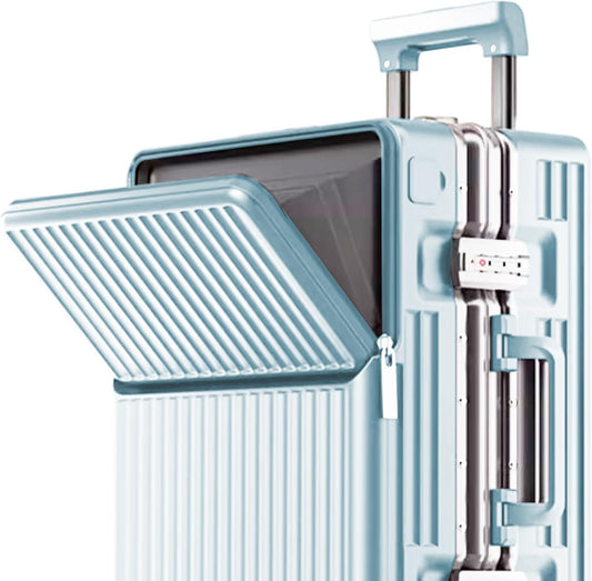 Hard Shell Luggage 20 Inch Travel Luggage, Carry-On Luggage Spinner TSA with Lid, PC+ABS Aluminum Frame，Lightweight Travel Luggage 20'' 24'' 26''Carry-On (upgraded blue, 24 inch)