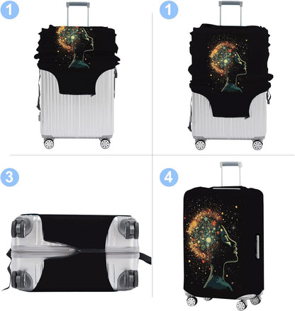 Luggage Cover Washable Suitcase Protector Anti-scratch Suitcase cover Fits 20-34 Inch Luggage (Girl-7, M(24-26inch suitcase))