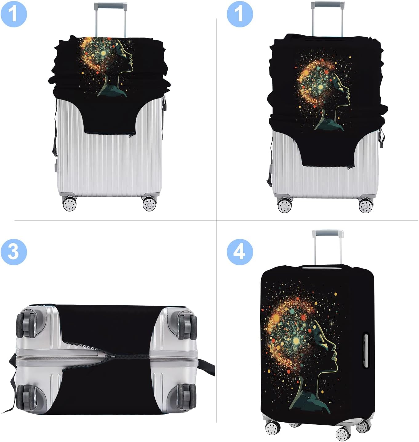 Luggage Cover Washable Suitcase Protector Anti-scratch Suitcase cover Fits 20-34 Inch Luggage (Girl-7, S(20-22inch suitcase))