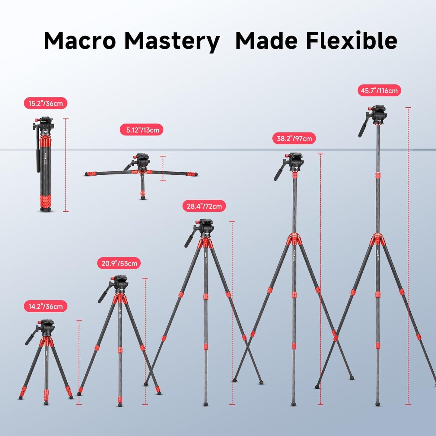 Avella Mini Carbon Fiber Camera Tripod MP20C, Portable Lightweight Tabletop, External Center Column Compact Design, Travel Tripod with 360°Ball Head and V Yoke Bracket for DSLR Camera