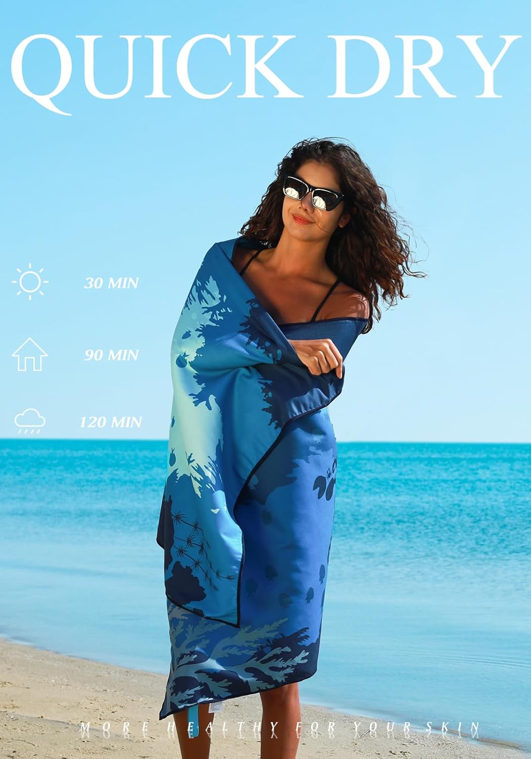 2 Pack Microfiber Lightweight Thin Beach Towel Sand Free Quick Dry Super Absorbent Large Towels for Swimming Pool Yoga Gym Travel Vacation Beach Accessories Essentials for Adults