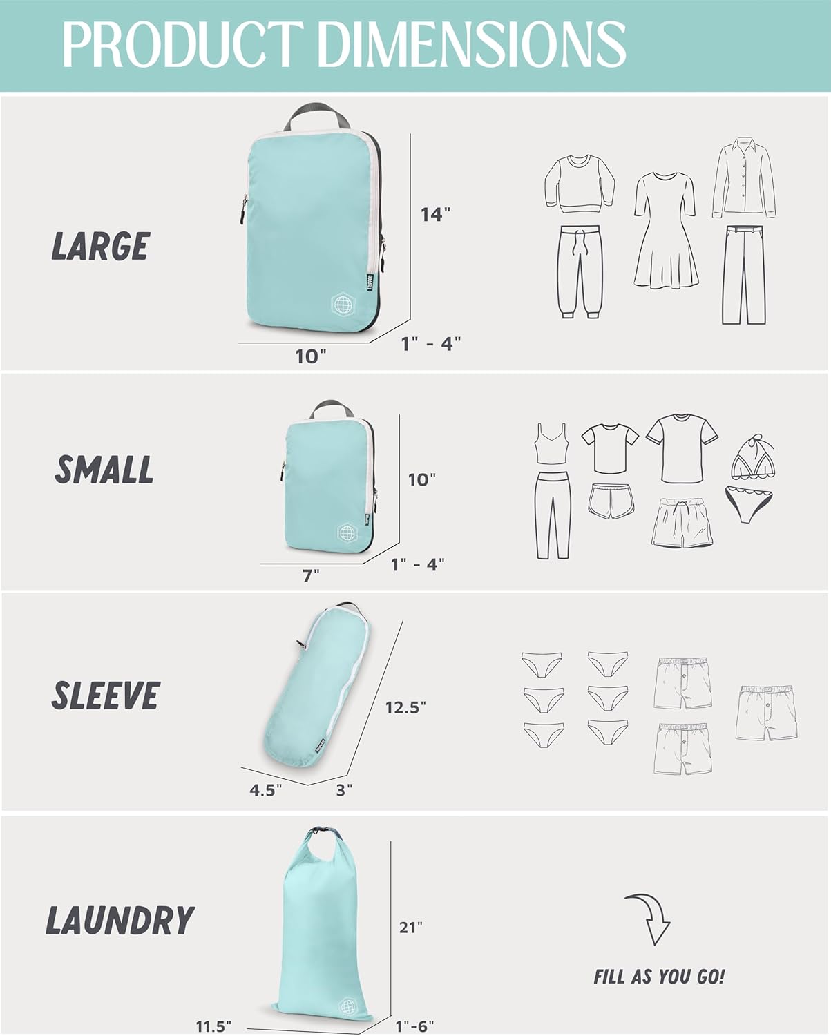 Compression Packing Cubes Set for Travel - Lightweight, Durable Clothes Organizer for Carry-On Luggage and Suitcases by TRIPPED Travel Gear