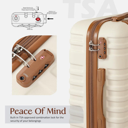 Coolife Suitcase Set 5 Piece Luggage Set Carry On Hardside Luggage with TSA Lock Spinner Wheels (Navy+Red, 5 piece set)