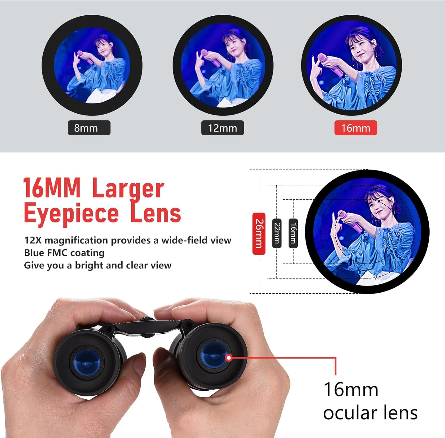 12x42 HD Binoculars for Adults, Professional Large View Binoculars with Clear Low Light Vision, Waterproof for Bird Watching, Hunting, Travel, Hiking, Sports, Concerts