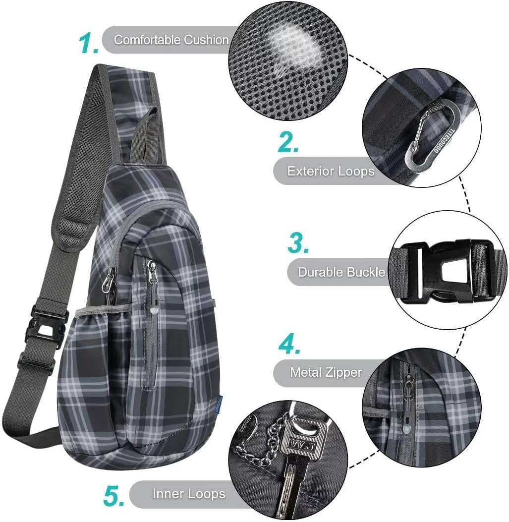 TITECOUGO Small Sling Bag, Lightweight Crossbody Backpack for Men Women, Shoulder Bag for Sports and Outdoor