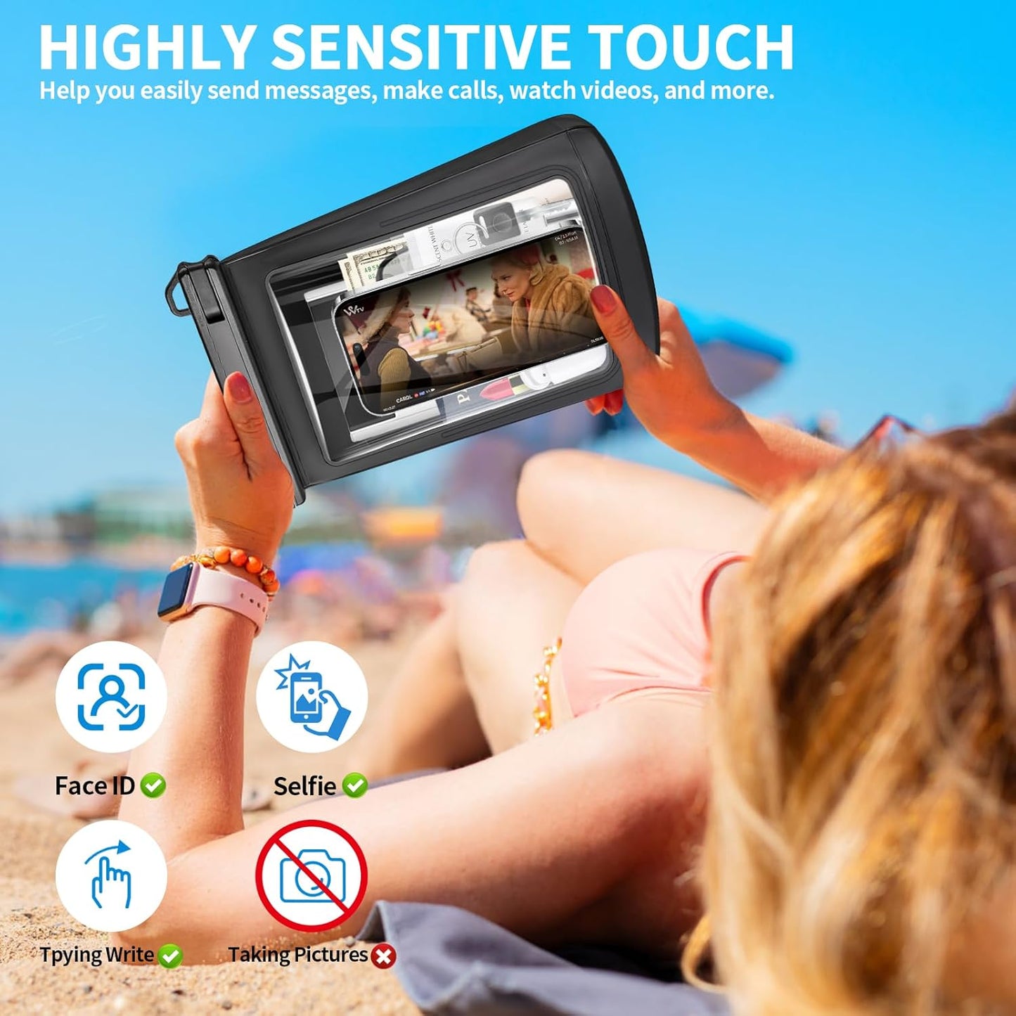 Large Floating Waterproof Phone Pouch, Cell Phone Dry Bag for iPhone 14/13/12/11 Pro Max, Galaxy S22/S21 All Phones, Universal Float Water Proof Bag for Beach Water Park【Oversize】