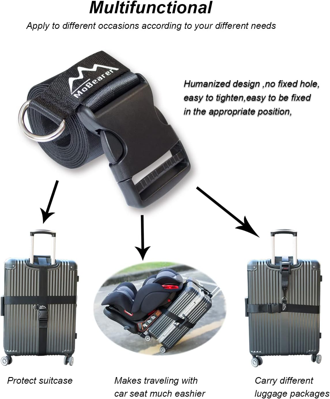 Car Seat Travel Belt to Suitcase,Car Seat Travel Strap to Convert Kid Car Seat and Carry-on Luggage into an Airport Car Seat Stroller,Safe Travel Solution for Transport