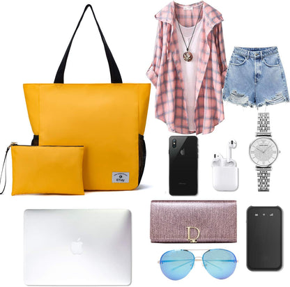 ETidy Large Capacity Foldable Tote Bag With Zipper Water-resistant SandproofWomen Beach Bag Handbag GymBag Travel ShoppingBag