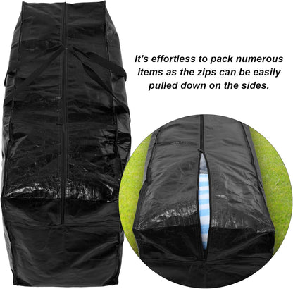 4 Pcs 66 Gallon Large Moving Bags with Zipper and Handles Foldable Storage Duffle Bags Heavy Duty Extra Large Totes for College Dorm Travel Clothes Blankets Bedding Moving (Black)