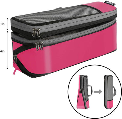 BAGAIL 4 Set/6 Set/8 Set Compression Packing Cubes Travel Accessories Expandable Packing Organizers (Half Mesh, 6-Fuchsia)