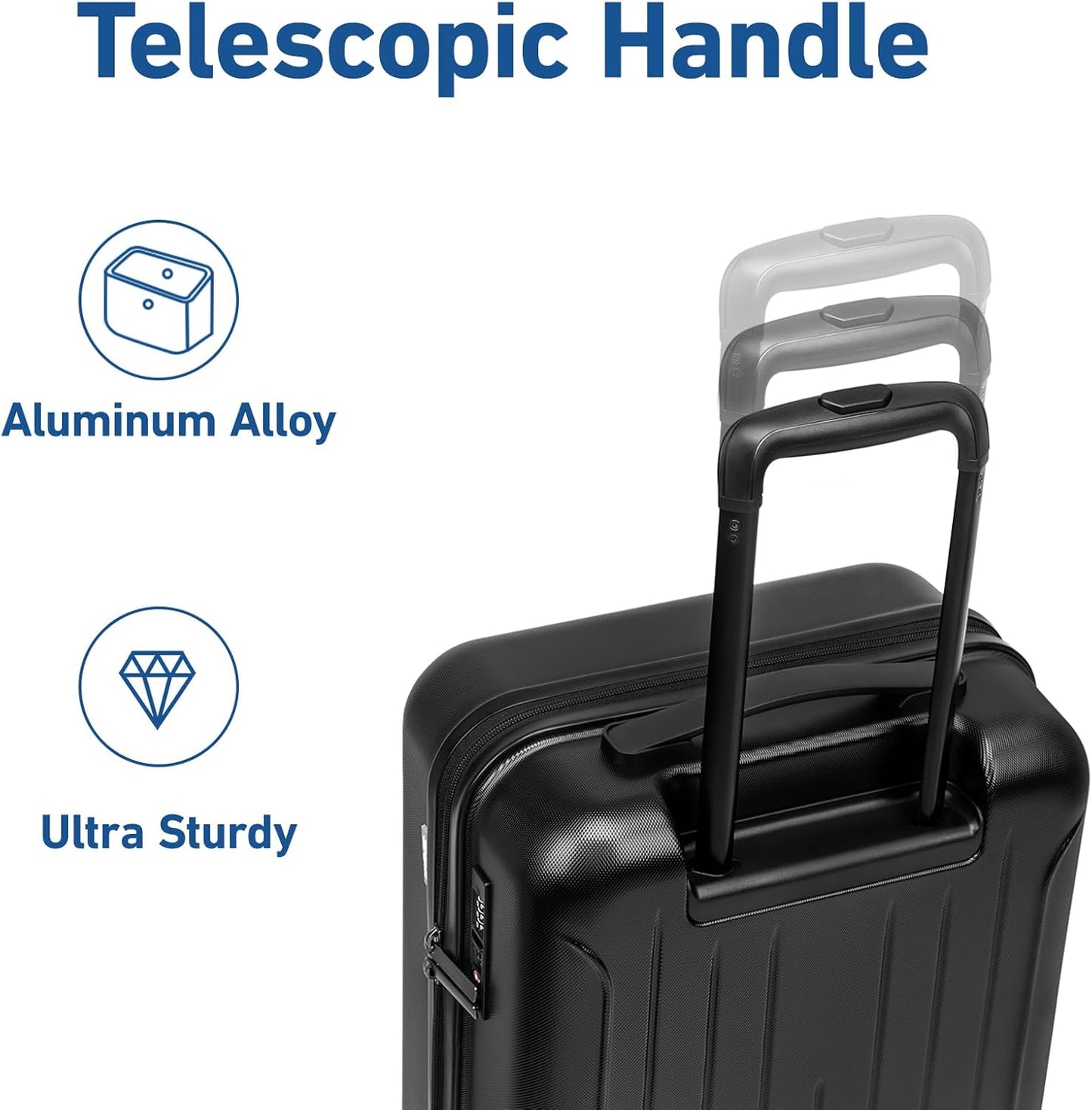 KYME Suitcase Hardshell With Double Spinner Wheels, PC+ABS TSA Lock Travel Luggage (Black, 20" Carry On)