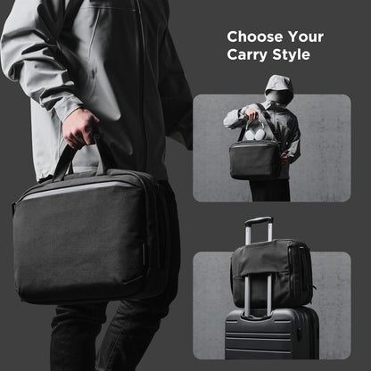 ALPAKA Elements Tech Brief Pro 12L -3-in-1 Recycled Fabric Laptop Briefcase Backpack for 16" Laptop, Anti-Theft Secure with Luggage Pass-Through, Water-Resistant, Fits Tech & Business Essentials,Black