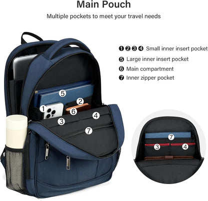 MILADA Travel Backpack For Men Laptop Backpack Women Business Carry On Backpack Airline Approved Fits 16.5 Inch Laptop Bag Work Backpack, Blue